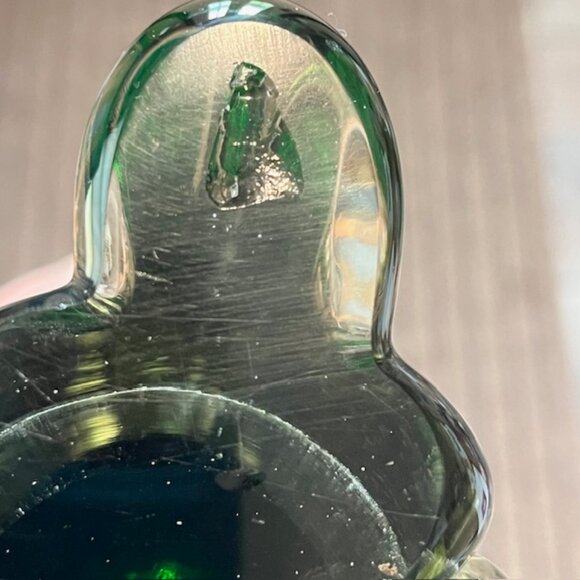 Art Glass Green and Clear 3 Finger Swung Stretch 14" Vase - Picture 11 of 11